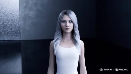 AI Girl in Futuristic Setting with Flowing Light Effects – AI Generated Video | Hailuo AI