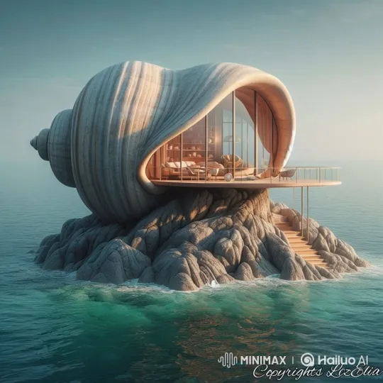Morning Serenity at the Shell-Shaped Seaside Home – AI Generated Video | Hailuo AI