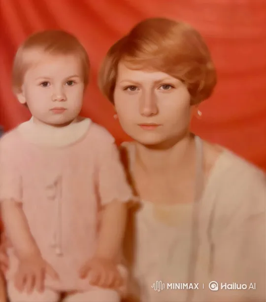 Vintage Portrait: Mother and Child Embrace – AI Generated Video | Hailuo AI