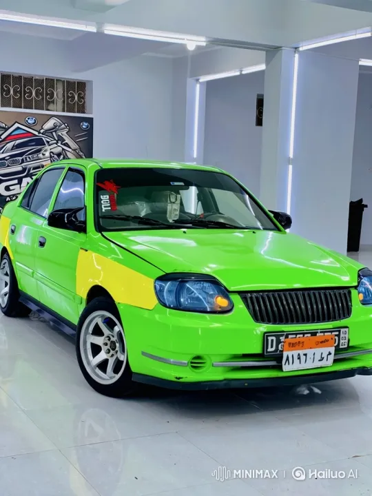 Custom Lime Green Sedan Lowered on Air Suspension – AI Generated Video | Hailuo AI