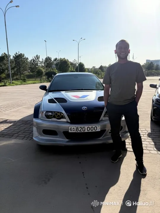 Young Man Showcases His Modified BMW on Racetrack – AI Generated Video | Hailuo AI