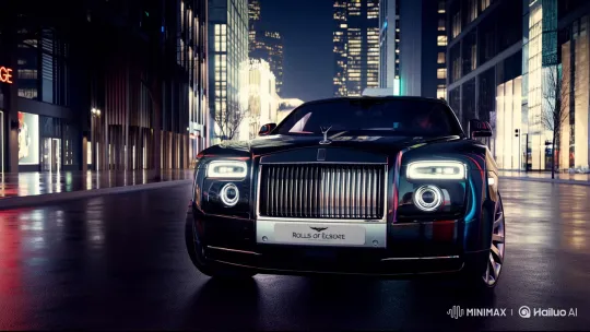 Rolls Royce Showcase on a Reflective Night City Street – AI Generated Video | Hailuo AI