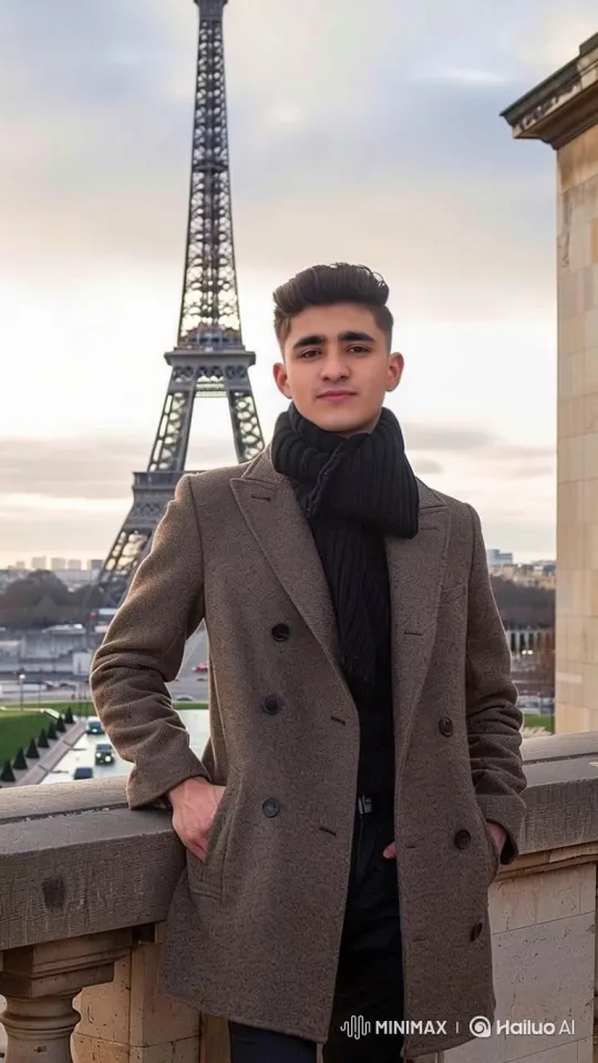 Young Man Enjoying Paris View from Balcony – AI Generated Video | Hailuo AI