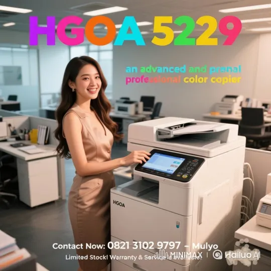 Professional Woman Showcases HGOA 5229 Copier – AI Generated Video | Hailuo AI