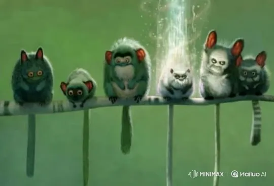 Magical Creatures Play on Enchanted Branch – AI Generated Video | Hailuo AI