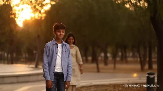 Romantic Golden Hour Encounter in an Urban Park – AI Generated Video | Hailuo AI