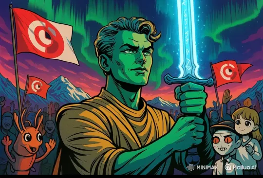 Hero Celebrated by Crowd with Flag-Waving and Sword Swing – AI Generated Video | Hailuo AI