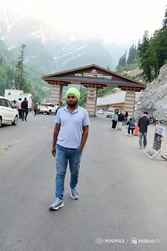 Young Man in Turban Drives Lamborghini at Atal Tunnel – AI Generated Video | Hailuo AI
