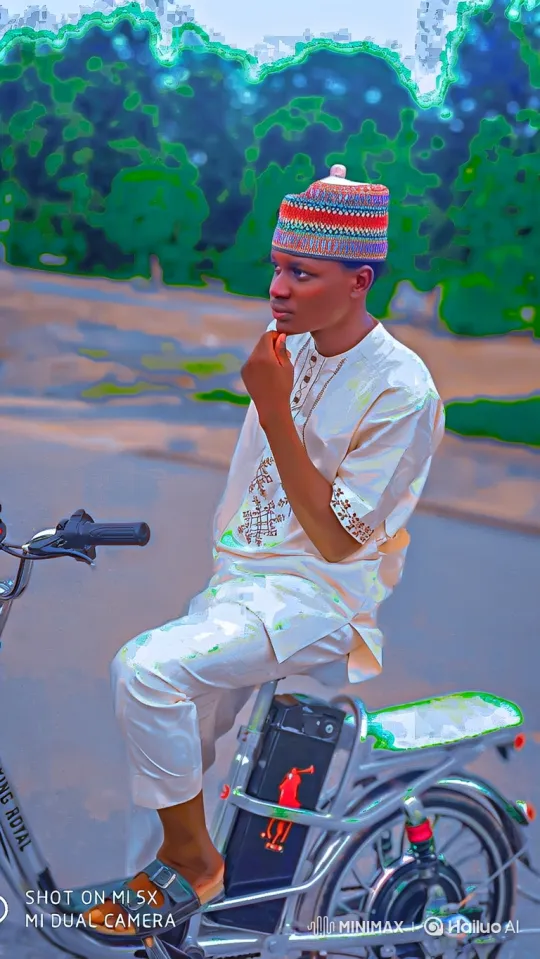 Young Man Reflects on Electric Bicycle Amidst Nature – AI Generated Video | Hailuo AI