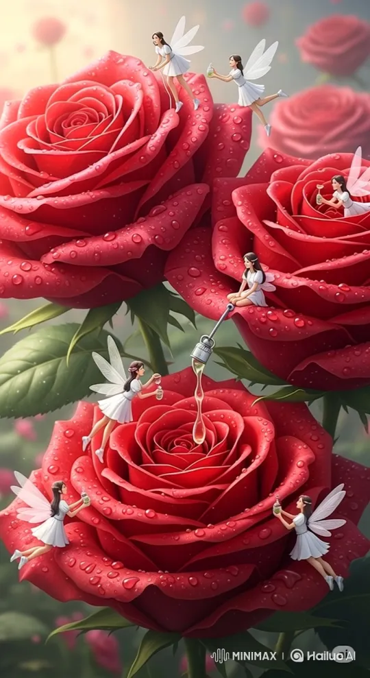 Magical Fairies Tend to Giant Dewy Roses – AI Generated Video | Hailuo AI
