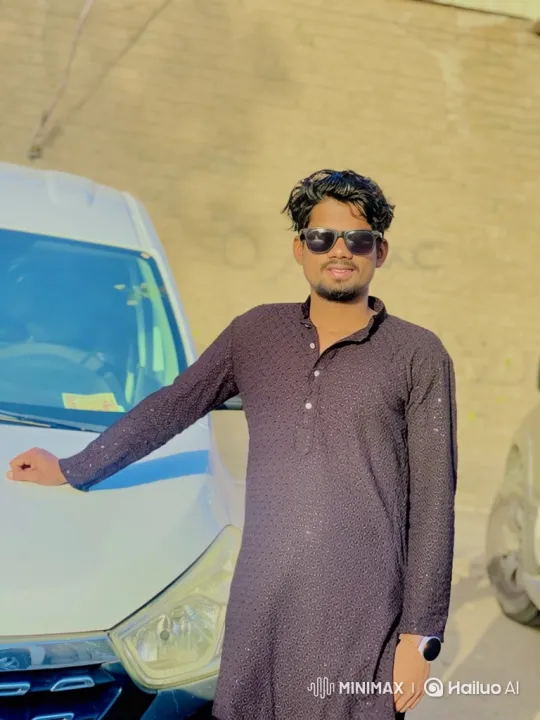 Young Man Smiles Confidently by White Vehicle – AI Generated Video | Hailuo AI