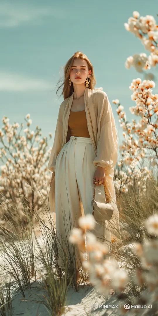 Stylish Woman in Serene Nature Scene – AI Generated Video | Hailuo AI