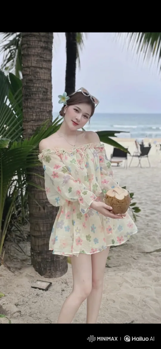 Young Woman Styles Up with Sunglasses on Sandy Beach – AI Generated Video | Hailuo AI