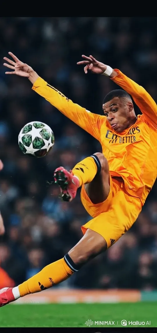 Professional Soccer Player's Powerful Nighttime Volley – AI Generated Video | Hailuo AI