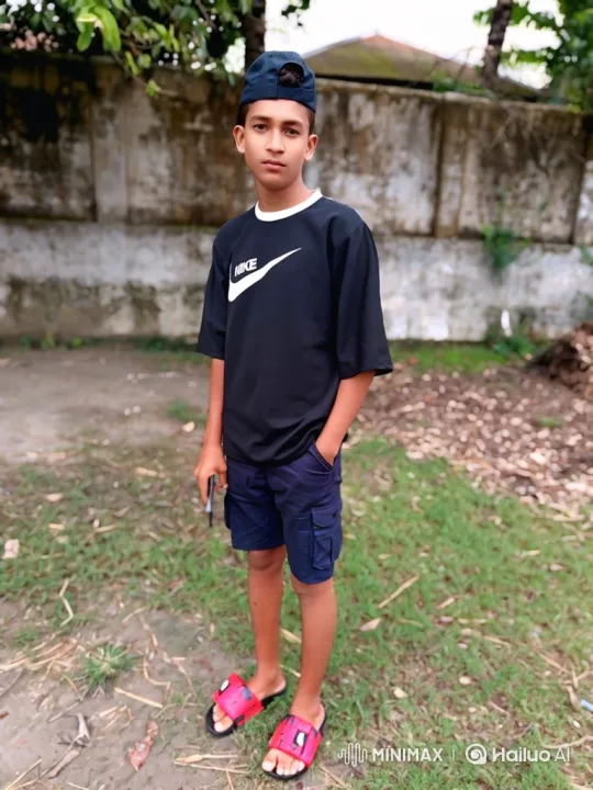 Young Boy Walks Across Grass in Casual Attire – AI Generated Video | Hailuo AI