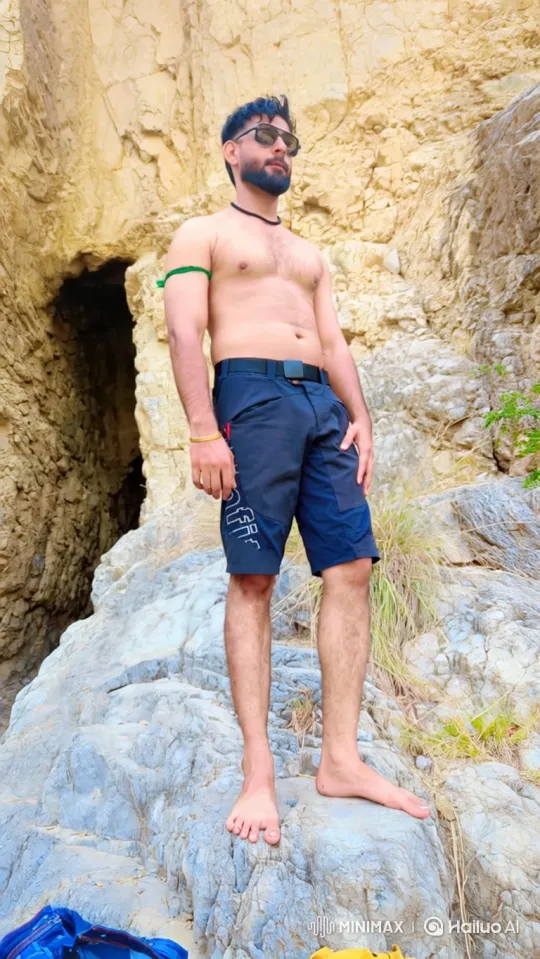 Shirtless Man in Canyon Gets into Lamborghini Veneno – AI Generated Video | Hailuo AI