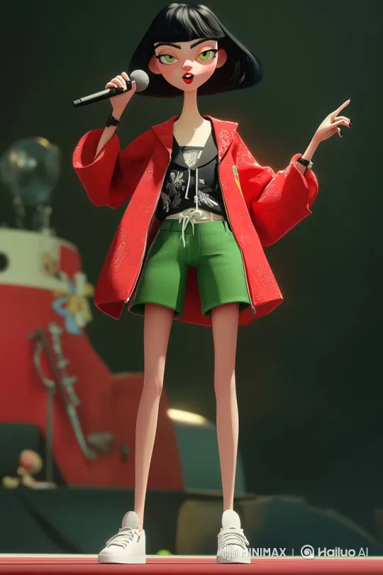 Animated Singer Performing on Red Carpet Stage – AI Generated Video | Hailuo AI