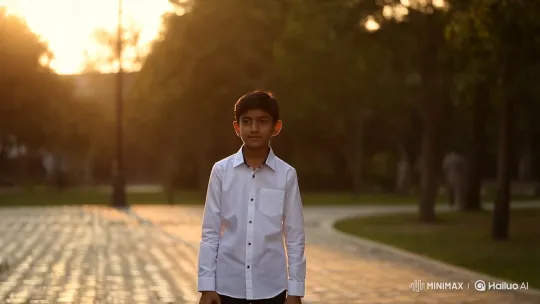 Serene Park Encounter at Golden Hour – AI Generated Video | Hailuo AI