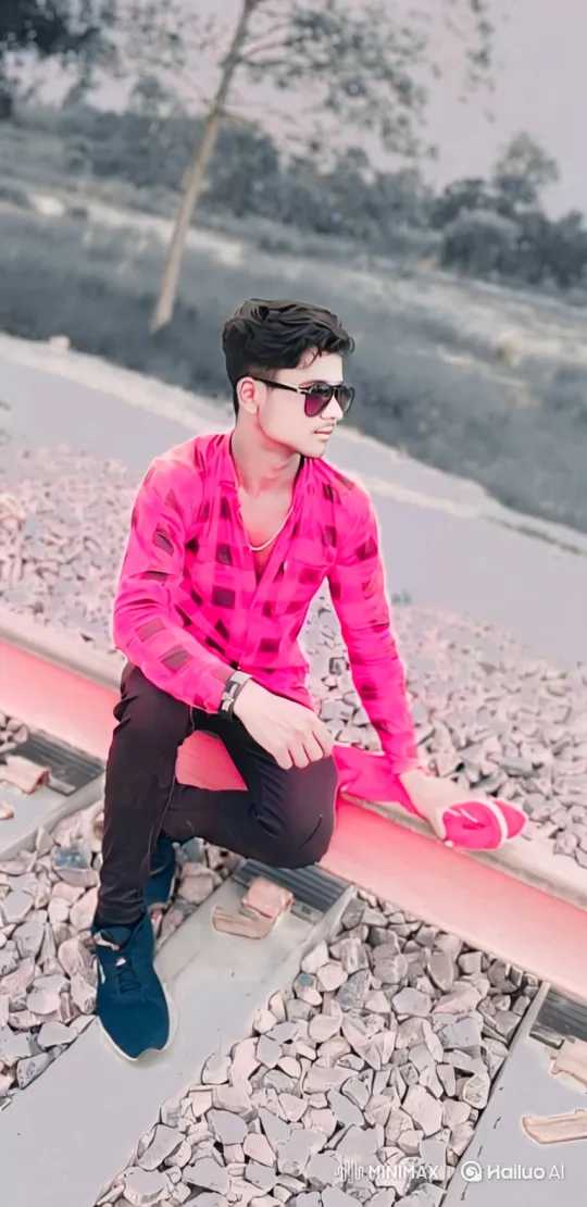Young Man in Bright Shirt and Rolls-Royce on Railway – AI Generated Video | Hailuo AI
