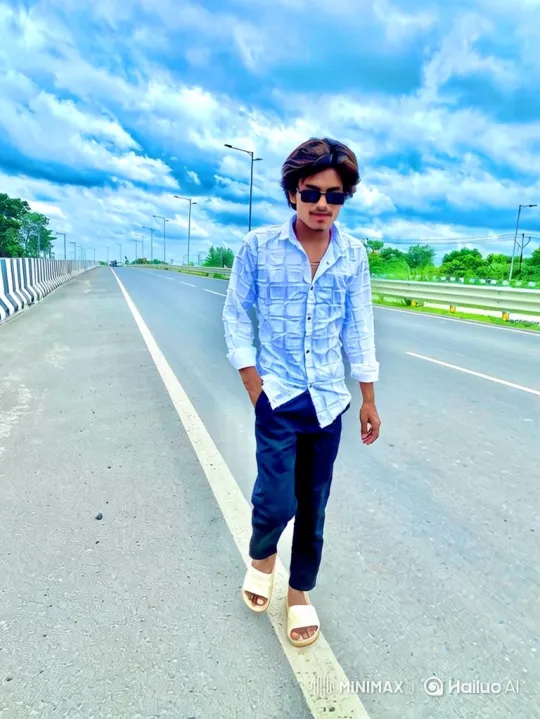 Young Couple Walking on Empty Highway with Dramatic Sky – AI Generated Video | Hailuo AI
