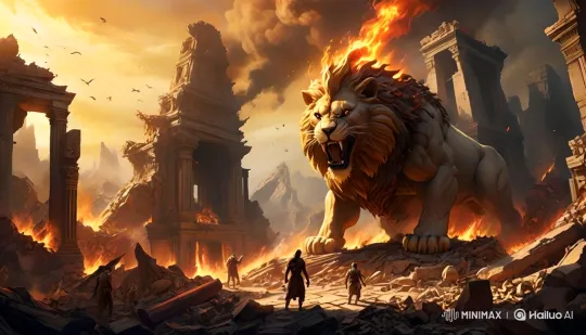Chimera Ravages Ancient City in Fiery Fury – AI Generated Video | Hailuo AI