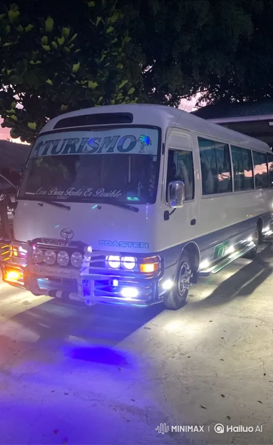 Custom Toyota Coaster Minibus with Cool Lighting Effects – AI Generated Video | Hailuo AI