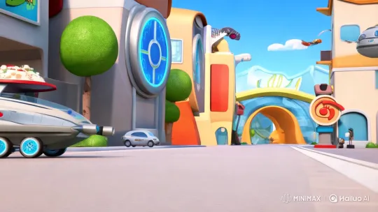 Young Boy Pursues Flying Ice Cream in Futuristic City – AI Generated Video | Hailuo AI