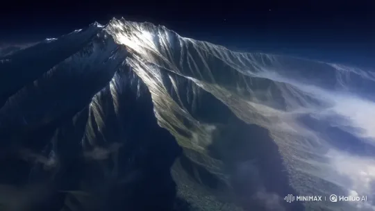 Realistic Panoramic Zoom Out from Mountain Peak to Earth – AI Generated Video | Hailuo AI