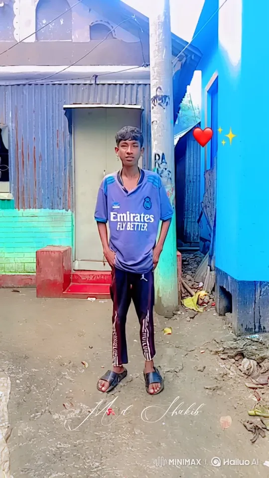 Young Man Stands in Alleyway with Animated Heart and Sparkles – AI Generated Video | Hailuo AI