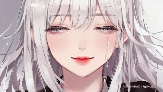 Young Woman with White Hair Reflects Tearfully – AI Generated Video | Hailuo AI