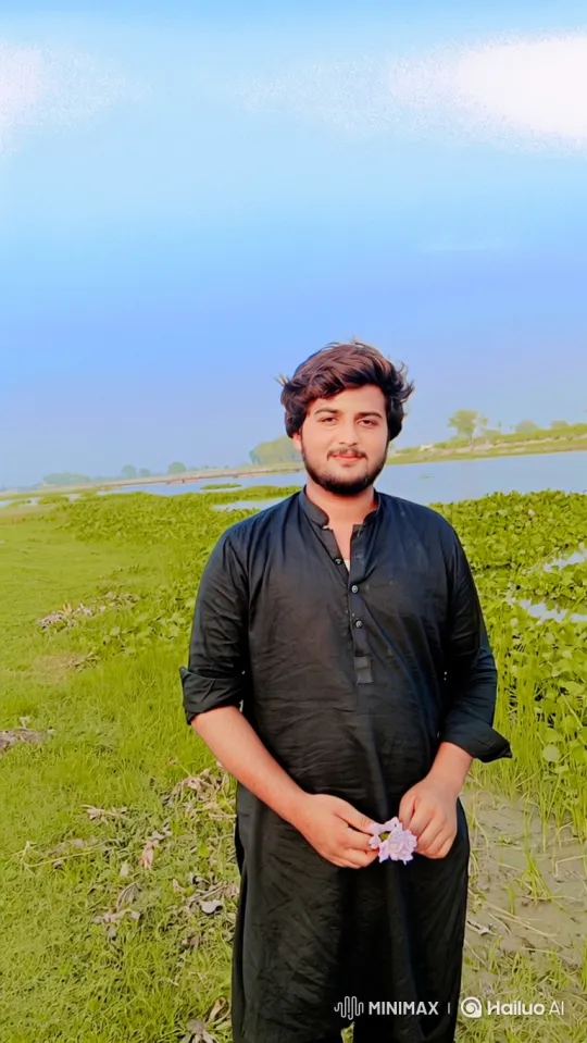 Young Man Appreciates Nature with Purple Flowers – AI Generated Video | Hailuo AI