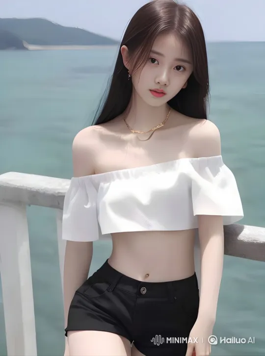 Young Woman Enjoying Serene Seaside Moment – AI Generated Video | Hailuo AI