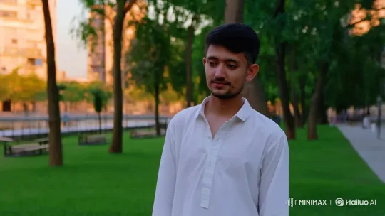 Young Couple's Serene Encounter in a Golden-Hour Park – AI Generated Video | Hailuo AI