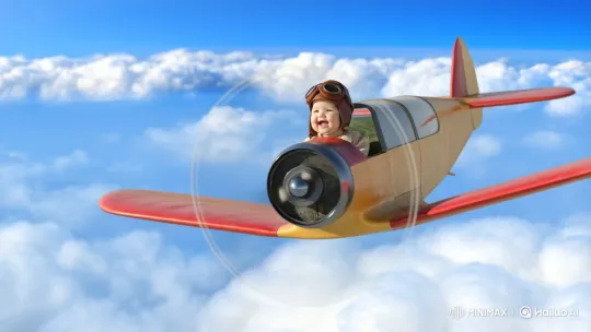 Baby or Pet Joyfully Pilots a Plane in Sunny Sky – AI Generated Video | Hailuo AI