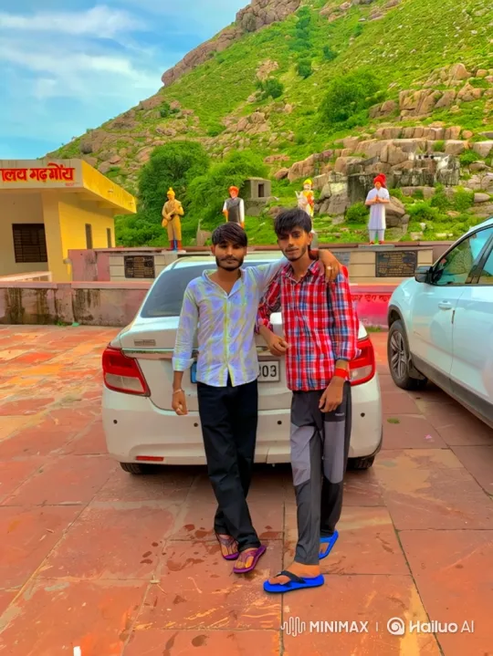 Young Men and Luxury Car Interaction in Courtyard – AI Generated Video | Hailuo AI