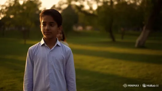 Pakistani Girl Meets Boy in Golden Hour Park Moment – AI Generated Video | Hailuo AI