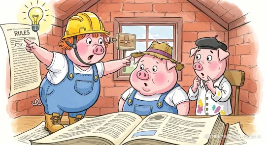 Anthropomorphic Pigs Discuss Rules in Brick-Walled Room – AI Generated Video | Hailuo AI