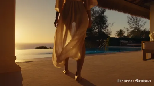 Luxury Villa Infinity Pool Scene at Golden Hour – AI Generated Video | Hailuo AI