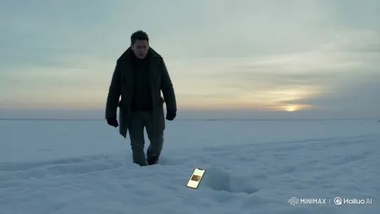 Man Finds Smartphone with Familiar Photo in Snow – AI Generated Video | Hailuo AI
