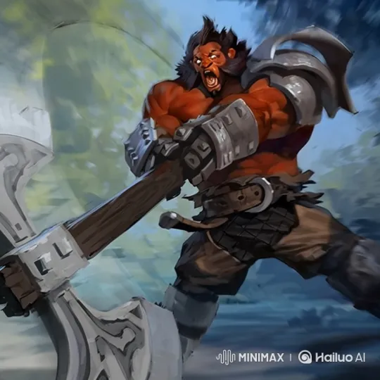Victorious Warrior Celebrates with Axe Dance – AI Generated Video | Hailuo AI