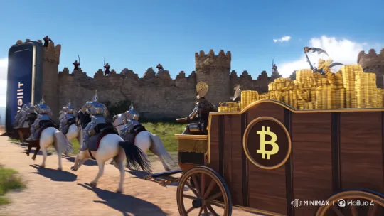Cryptocurrency Carriage Escapes into Secure Fortress Wallet – AI Generated Video | Hailuo AI