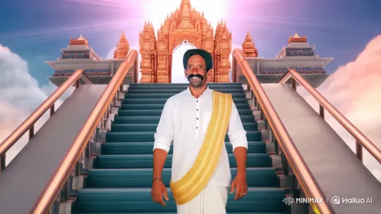 Man Ascends Celestial Staircase in Spiritual Journey – AI Generated Video | Hailuo AI