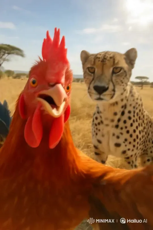 African Giants: Elephant, Cheetah, Lion, Hippo Interactions – AI Generated Video | Hailuo AI