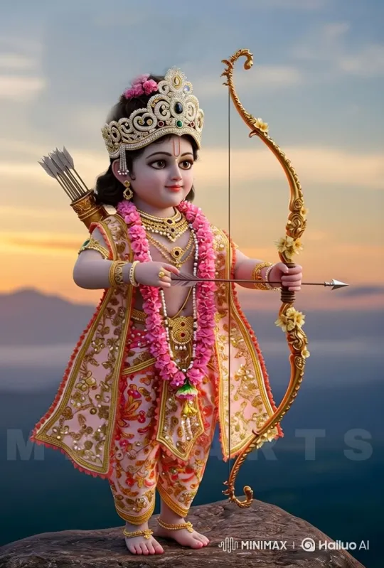 Young Divine Archer Stands Poised in Majestic Dress – AI Generated Video | Hailuo AI