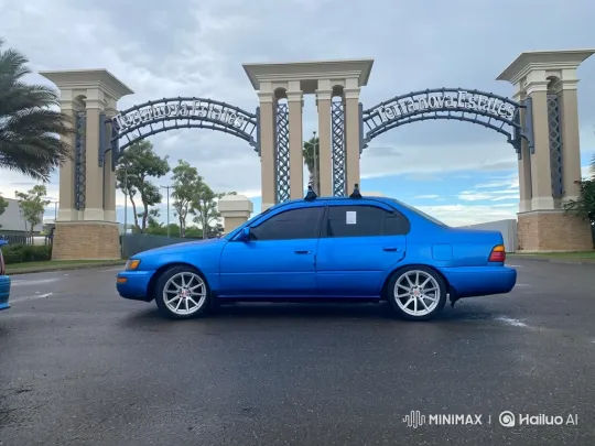 Blue Sedan Showcases Air Suspension at Terranova Estates – AI Generated Video | Hailuo AI