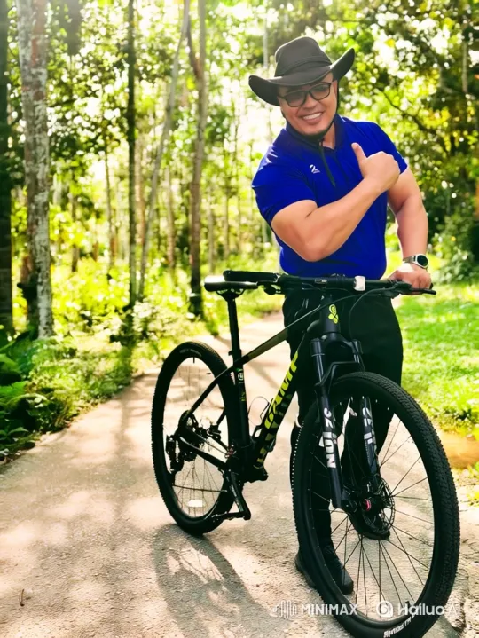 Mountain Biker in Lush Forest Smiles – AI Generated Video | Hailuo AI