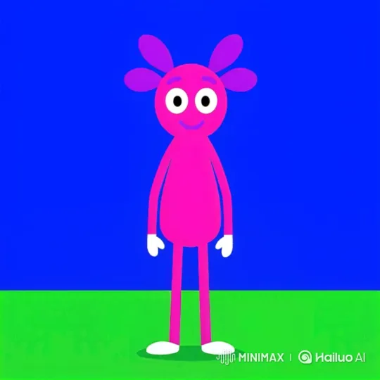 Cheerful Cartoon Creature in Colorful Minimalist World – AI Generated Video | Hailuo AI