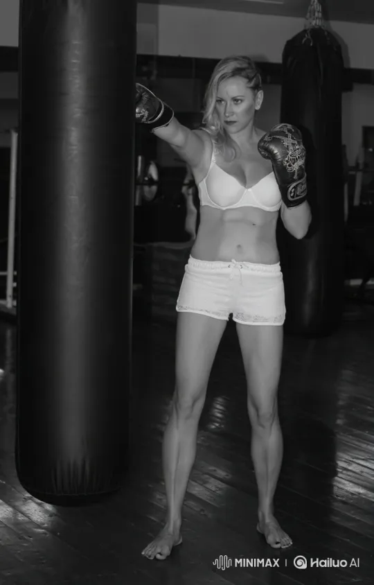 Female Boxer Performing Drills in the Gym – AI Generated Video | Hailuo AI