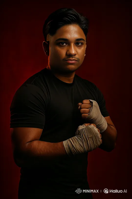 Focused Young Boxer Practicing Combative Moves – AI Generated Video | Hailuo AI