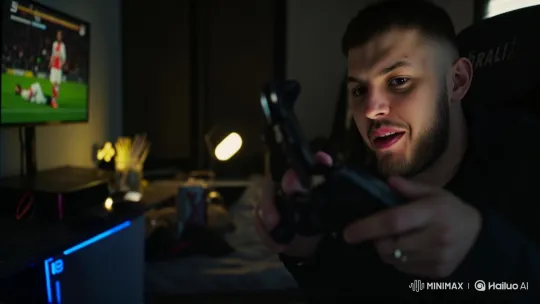 Gaming Rage: Gamer Throws Controller in Frustration – AI Generated Video | Hailuo AI